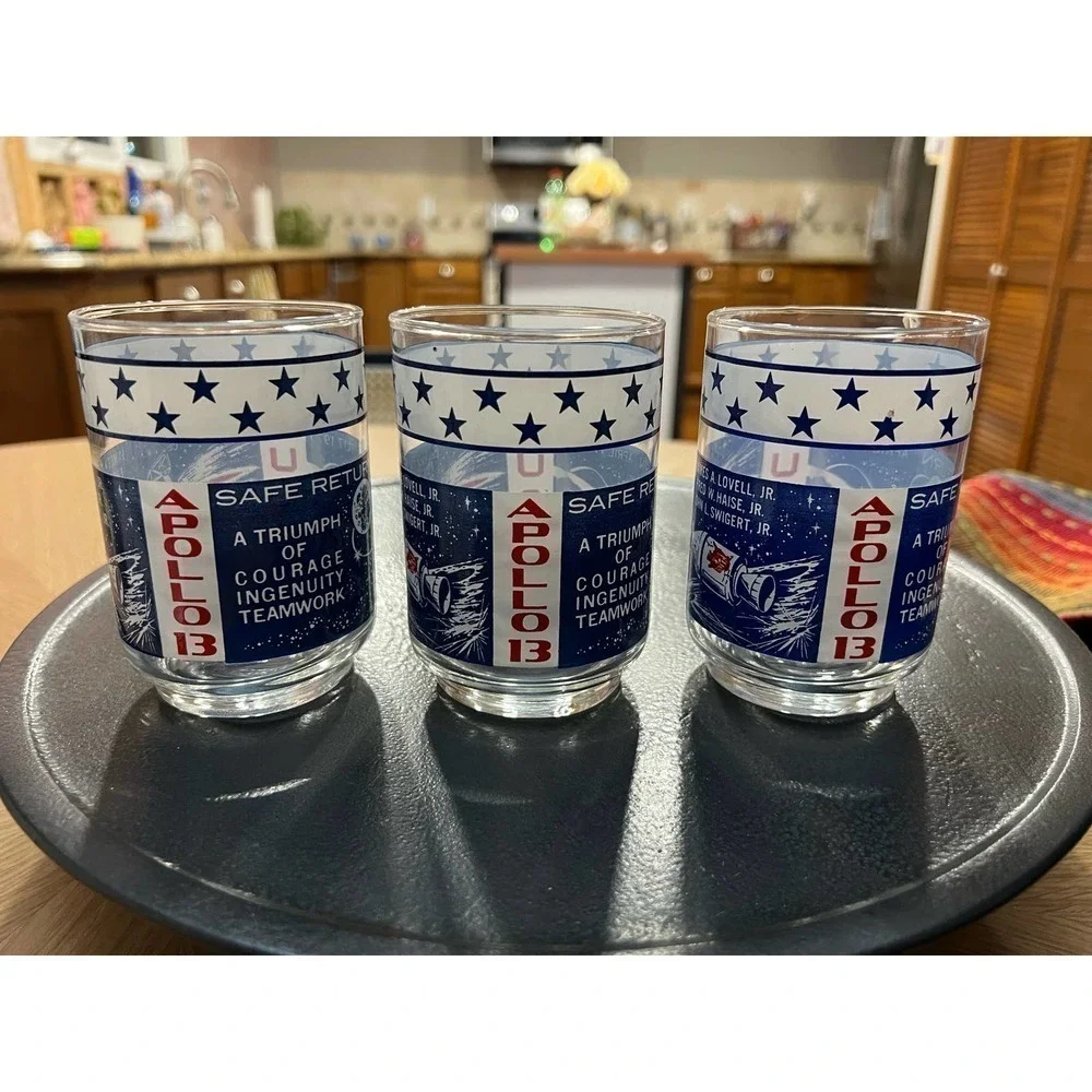 Vintage NASA Libbey Commemorative Glasses, Apollo 13, 10 Oz - Picture 2 of 4